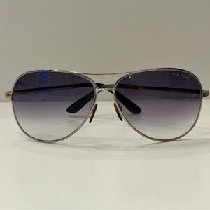 RARE Tom Ford Charles TF35 Aviator Sunglasses | 62mm | Silver / Violet Gradient